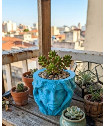 Minimalist Kadın Yüzü Heykel Tasarımlı 3D Dekoratif Saksı Vazo