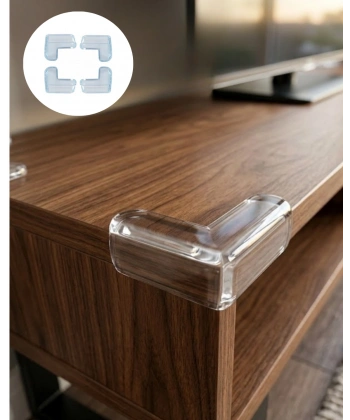 Mobilya Köşe Koruyucu 4 Lü Set Şeffaf Masa Kenarı Koruma Aparatı