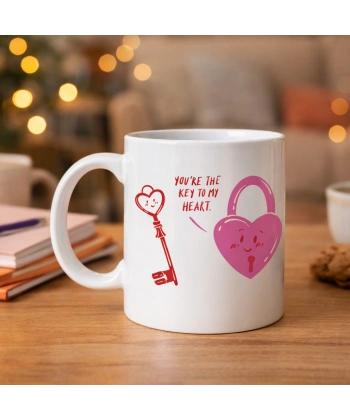 Model 27 – You’re The Key To My Heart Tasarımlı Porselen Kupa - Sevgiliye Arkadaşa Özel Anlamlı Hediye