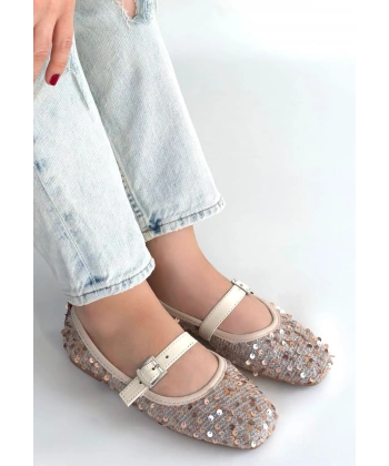 Moden Bej Süet Babet Ayakkabı