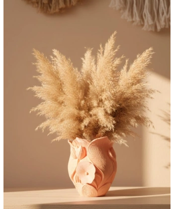 Modern 3D Turuncu Çiçek Vazo Masaüstü Salon Dekoru