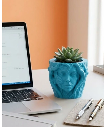 Modern Ev Dekoru İçin Kadın Yüzü Ağaç Tasarımlı Dekoratif Vazo