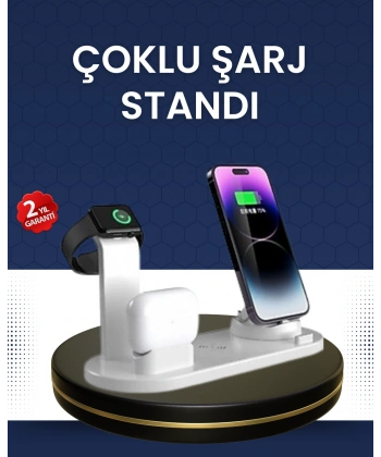 Modern Tasarımlı Çok Fonksiyonlu Kablosuz Şarj Standı