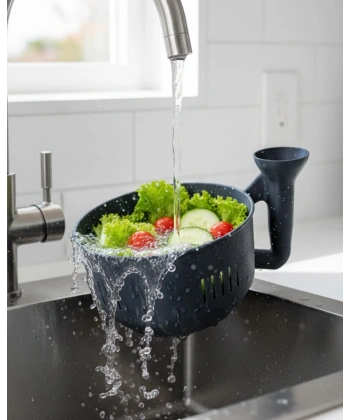 Modern Tasarımlı Sebze Yıkama Kabı Süzgeçli Pratik Mutfak Aparatı