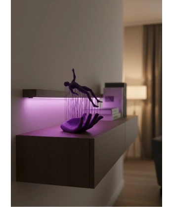 Mor El İnsan Figürü Dekoratif Biblo Minimal Modern Salon Raf ve Masa Üstü Aksesuar