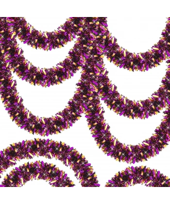 Mor Turuncu Renk 4 cm Genişlik Garland Çift Renk Sim Süs 180 cm