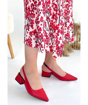 Morji Kırmızı Cilt Topuklu Ayakkabı