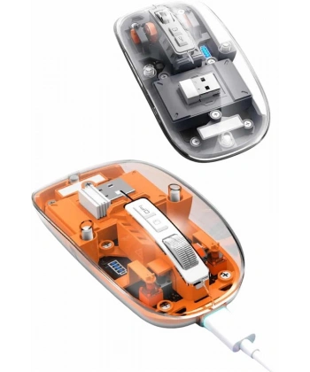 Mouse Fare Kablosuz Mouse Fare Şarjlı Bluetooth Sessiz 5 Tuşlu Şeffaf