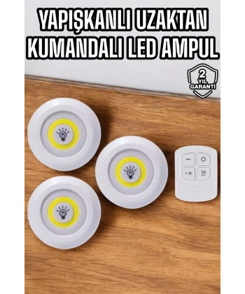 Mutfak Dolap Altı Işığı Uzaktan Kumandalı Yapışkanlı Kablosuz Pilli