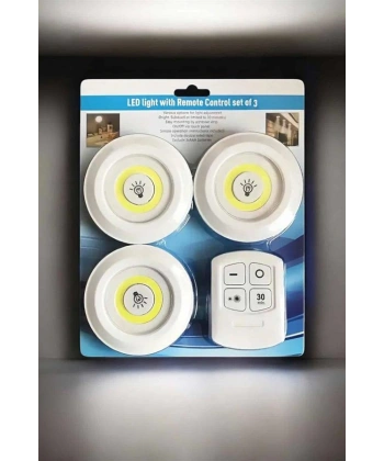 Mutfak Dolap Altı Işığı Uzaktan Kumandalı Yapışkanlı Kablosuz Pilli