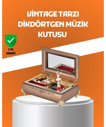 Müzikli Balerin Figürlü Takı Kutusu Piyano Desenli Dekoratif