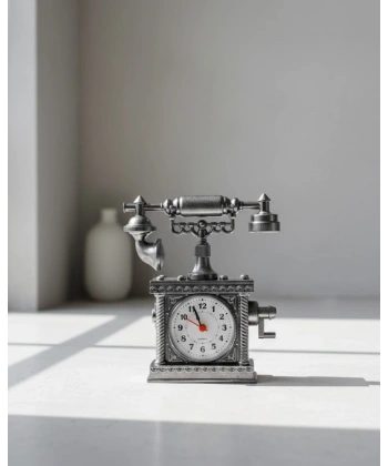 N8808B TELEFON ŞEKLİNDE ÇALAR SAAT GÜMÜŞ