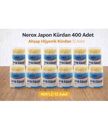 Nerox Japon Kürdan 400 Adet Ahşap Hijyenik Kürdan 12 Adet