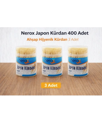 Nerox Japon Kürdan 400 Adet Ahşap Hijyenik Kürdan 3 Adet