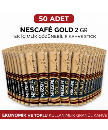 Nescafe Gold 2 Gr 50 Adet Tek İçimlik Stick Çözünebilir Granül Kahve Toplu Paket