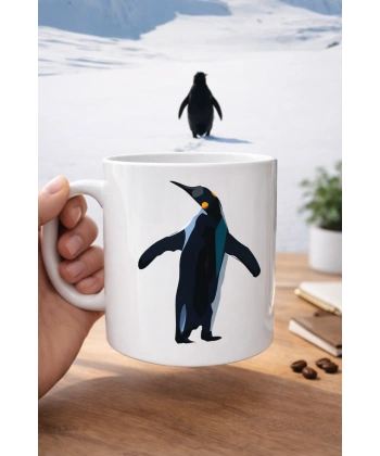 Nihilist Penguen Tasarımlı Porselen Kupa MODEL 159 – Sürüden Ayrılanlara Özel Minimalist Kahve Kupası – Özgün Tasarım Hediyelik Kupa