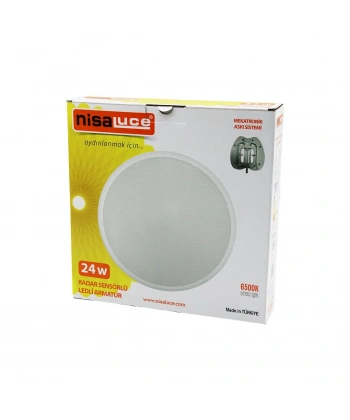 NİSALUCE EAMP-106/B 24W RADAR SENSÖRLÜ LEDLİ ARMATÜR BEYAZ ÇERÇEVE MEKATRONİK ASKI SİSTEMİ 6500K - 2160Lm