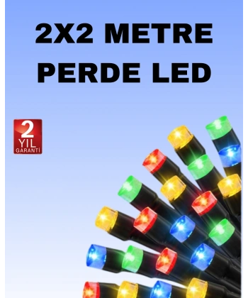 Noel ve Parti Dekorasyonu İçin 2x2 LED Perde Işık – 8 Fonksiyonlu