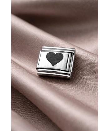 Nomination Uyumlu Çelik Kalp Charm – Parlak Çelik Bileklik Aksesuarı | Sevgi Temalı Modüler Charm