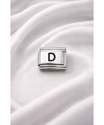 Nomination Uyumlu D Harfi Charm – Çelik Harfli Bileklik Aksesuarı ,Kişiye Özel Modüler Takı