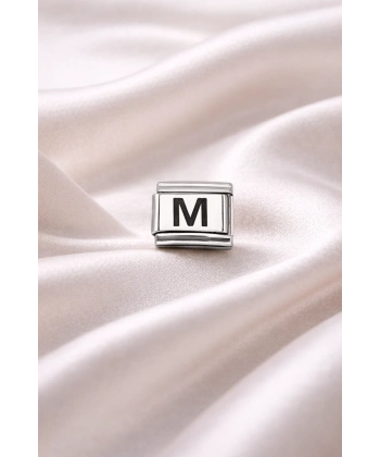 Nomination Uyumlu M Harf Charm | Çelik Bileklik Aksesuarı | Kişiye Özel Harf Modülü | Minimal & Şık