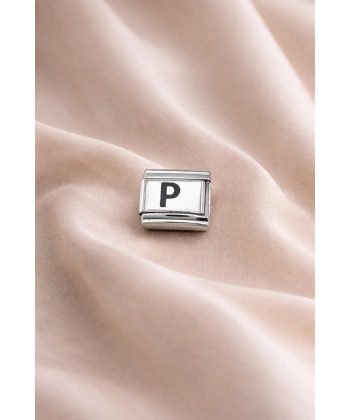 Nomination Uyumlu “P” Harf Charm – Çelik Bileklik Modülü, Kişiye Özel Harf Aksesuarı