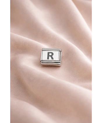 Nomination Uyumlu “R” Harf Charm – Çelik Bileklik Modülü, Kişiye Özel Harf Aksesuarı