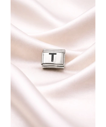 Nomination Uyumlu T Harfli Charm | Paslanmaz Çelik Harf Charm | Kişiye Özel Bileklik Aksesuarı