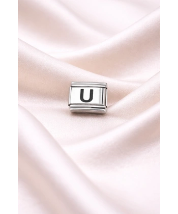 Nomination Uyumlu U Harfli Charm | Paslanmaz Çelik Harf Charm | Kişiye Özel Bileklik Aksesuarı