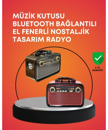 Nostaljik Radyo Görünümlü Bluetooth Hoparlör – FM/AM Yayın, Kablosuz Bağlantı, Şarj Edilebilir