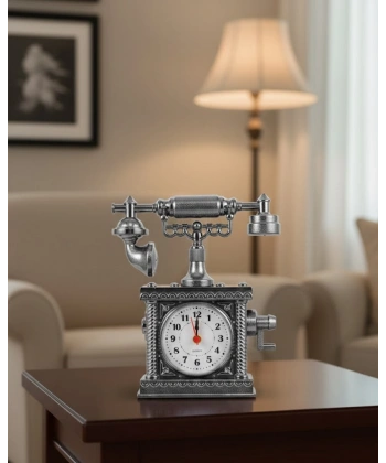 Nostaljik Telefon Tasarımlı Masa Saati Yüksek Sesli Alarm