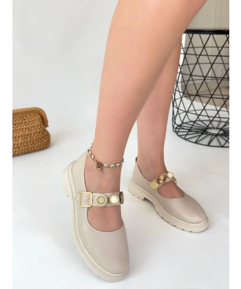 Okira Bej Cilt Oxford Ayakkabı