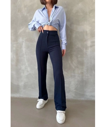 Önü cumalı ithal krep pantolon