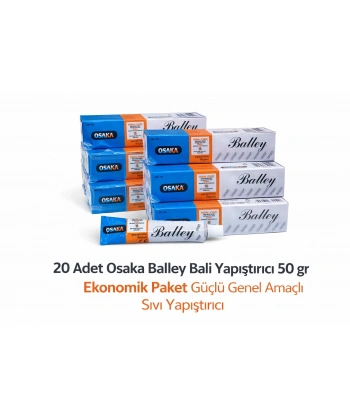 Osaka Balley Bali Yapıştırıcı 50 Gr x 20 Adet Ekonomik Paket Güçlü Genel Amaçlı Sıvı Yapıştırıcı