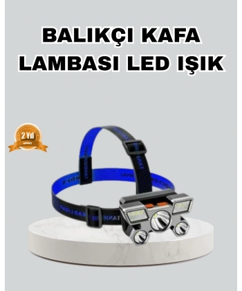 Outdoor ve Gece Balıkçılığı İçin LED Kafa Lambası – USB Şarjlı, 60° Ayarlanabilir Far