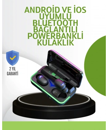 Oyun Modlu E10 Bluetooth Kulaklık Powerbank ve LED Ekranlı