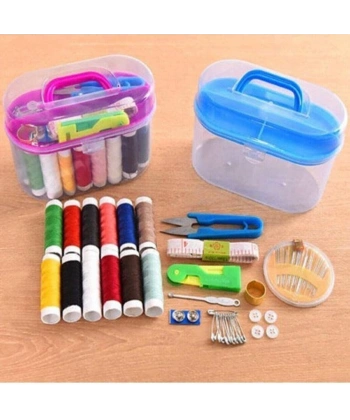 Özel Kutulu 40 Parça Mini Dikiş Seti Iğne Iplik Balıkçı Makas Mezura Yüzük