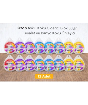 Ozon Askılı Koku Giderici Blok 50 gr Tuvalet ve Banyo Koku Önleyici 12 Adet