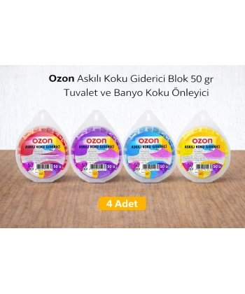 Ozon Askılı Koku Giderici Blok 50 gr Tuvalet ve Banyo Koku Önleyici 4 Adet
