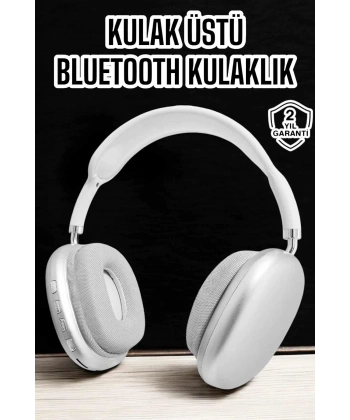 P9 Plus Kablosuz Kulak Üstü Bluetooth Kulaklık Beyaz Yüksek Ses Kaliteli