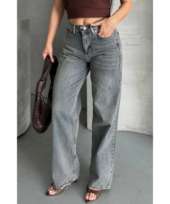 Palazzo bıyık kar yıkama buz mavi jeans pantolon d2008