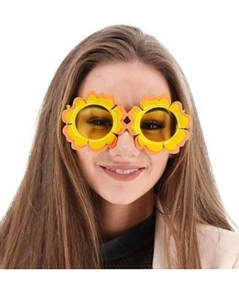 Papatya Şekilli Turuncu Sarı Renkli Hawaii Konsept Parti Gözlüğü 15x7 cm