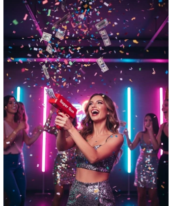 Para Dolar Saçma Para Atma Tabancası Otomatik Kırmızı Oyuncak