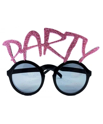 Party Yazılı Simli Pembe Renk Parti Gözlüğü 15x7 cm
