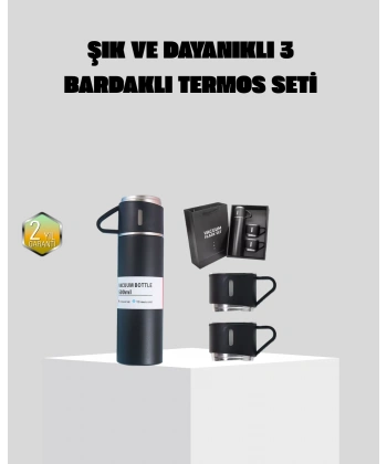 Paslanmaz Çelik 500 ml Termos Seti – 8 Saat Isı Koruma, Vakumlu, Sızdırmaz ve Taşınabilir