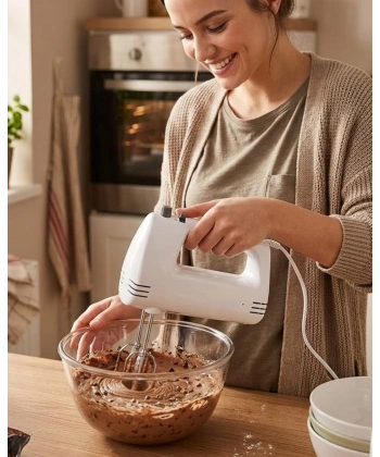 Paslanmaz Çelik Çırpıcılı El Mikseri 250W Çok Kademeli Mutfak Mikseri