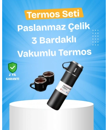 Paslanmaz Çelik Termos Seti | 500 ml Kapasite, 6-12 Saat Isı Koruma, Hediye Kutulu
