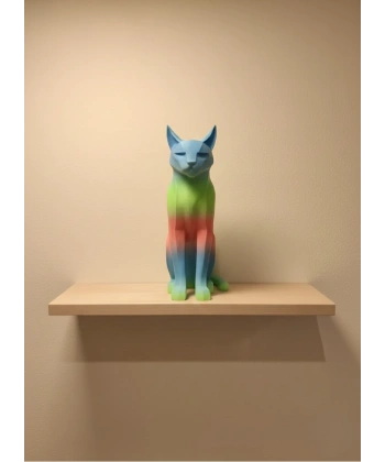 Pastel Rainbow Kedi Figürü Masa ve Raf Üstü Ev Dekorasyonu