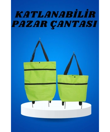 Pazar Arabası ve Alışveriş Çantası Çift Yönlü Kolay Tekerlekli Taşınabilir