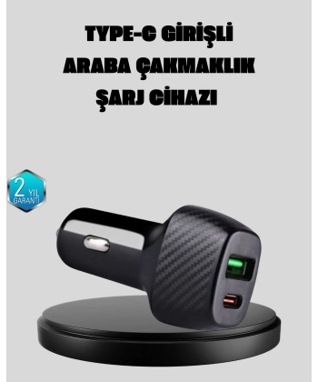 PD Destekli 38W Araç Şarj Başlığı Type-C + USB Çift Çıkış Hızlı Şarj